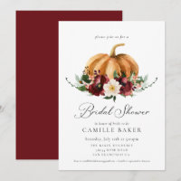 Fall Pumpkin Burgundy Floral Bridal Shower