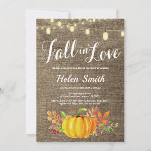 Fall Pumpkin Burlap Bridal Shower Invitation