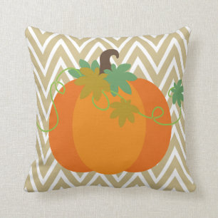 Fall Pumpkin Chevron Zigzag Pattern Throw Cushion