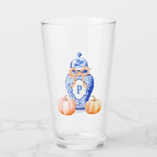 Fall Pumpkin Chinoiserie Ginger Jar Monogram Glass
