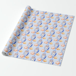 Fall Pumpkin   Chinoiserie Ginger Jar Monogram Wrapping Paper