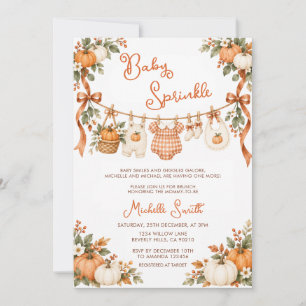 Fall Pumpkin Clothesline Baby Sprinkle Invitation