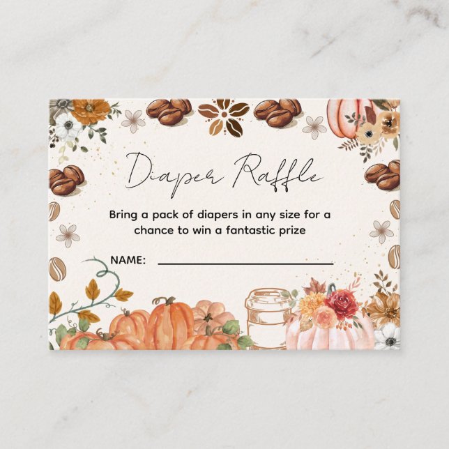Fall Pumpkin Coffee Diaper Raffle  Enclosure Card (Front)