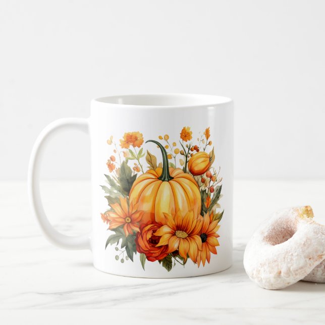 Fall Pumpkin  Coffee Mug (With Donut)