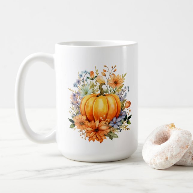 Fall Pumpkin  Coffee Mug (With Donut)