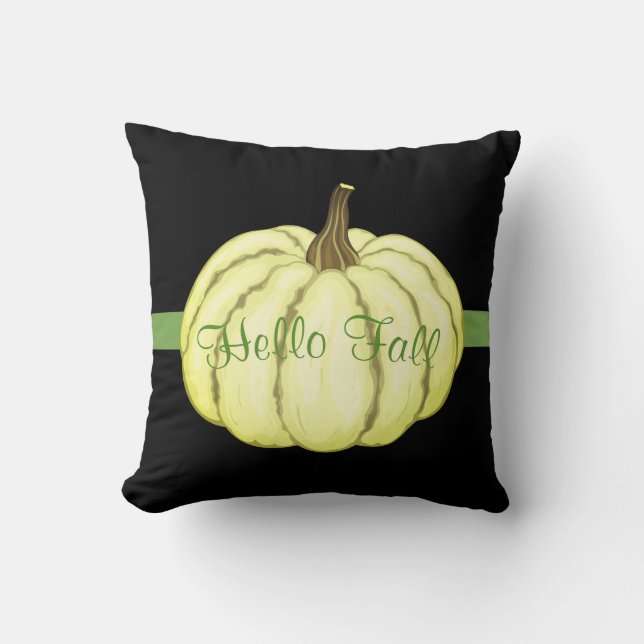 Fall Pumpkin Cotton Throw Pillow (Front)