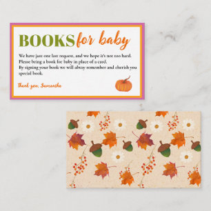 Fall Pumpkin Cute Book For Baby Shower Enclosure Card