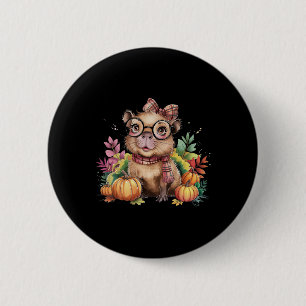 Fall Pumpkin Cute Capybyra Fall Autumn Thanksgivin 6 Cm Round Badge