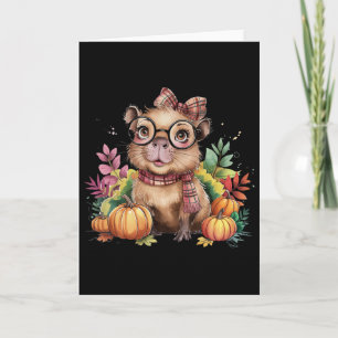 Fall Pumpkin Cute Capybyra Fall Autumn Thanksgivin Card