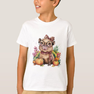 Fall Pumpkin Cute Capybyra Fall Autumn Thanksgivin T-Shirt