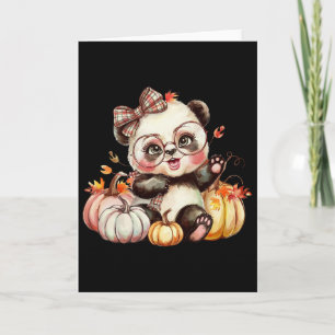 Fall Pumpkin Cute Panda Bear Fall Autumn Thanksgiv Card