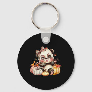 Fall Pumpkin Cute Panda Bear Fall Autumn Thanksgiv Key Ring