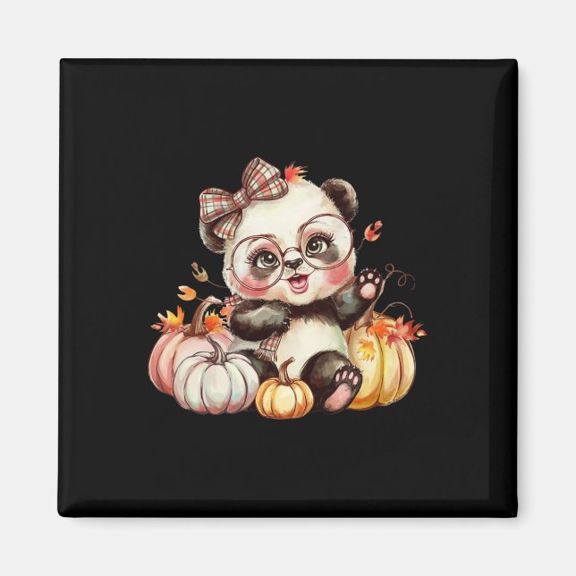 Fall Pumpkin Cute Panda Bear Fall Autumn Thanksgiv Magnet (Front)