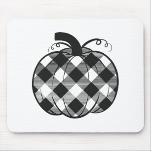 Fall Pumpkin Cute Thanksgiving Autumn Buffalo Plai Mouse Pad