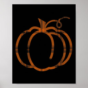 Fall Pumpkin Cute Thanksgiving Autumn Buffalo Plai Poster