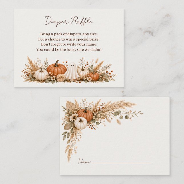 Fall Pumpkin Diaper Raffle Baby Shower Enclosure Card (Front/Back)