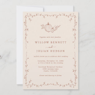 Fall Pumpkin Doodle Wedding Invitation