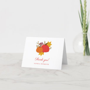 Fall Pumpkin Elegant Script Bridal Shower Thank You Card