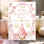 Fall Pumpkin Fairy First Birthday  Invitation<br><div class="desc">Fall Pumpkin Fairy First Birthday Invitation,  Pink Floral Mushroom Fairy 1st Birthday Invite,  Pink Bow Coquette First Birthday</div>