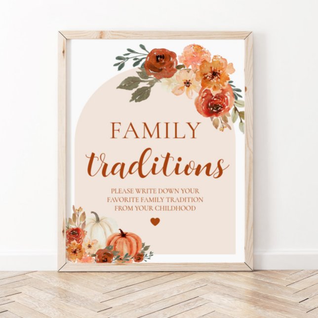 Fall Pumpkin Family Traditions Baby Shower Sign (Creator Uploaded)
