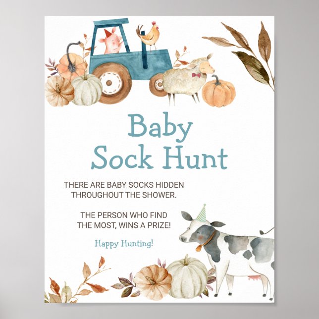 Fall Pumpkin Farm Animal Baby Sock Hunt  Poster (Front)