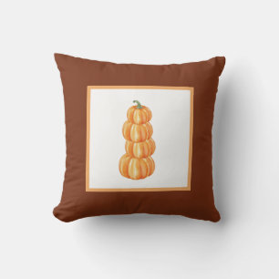Fall Pumpkin Farmhouse with Brown Frame Cushion