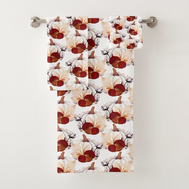 Fall Pumpkin Field  Bath Towel Set (Insitu)