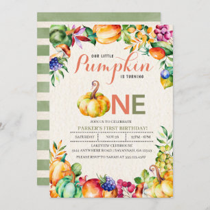 Fall Pumpkin First Birthday Invitation