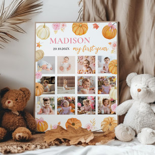 Fall Pumpkin First Year Photo Milestone Poster