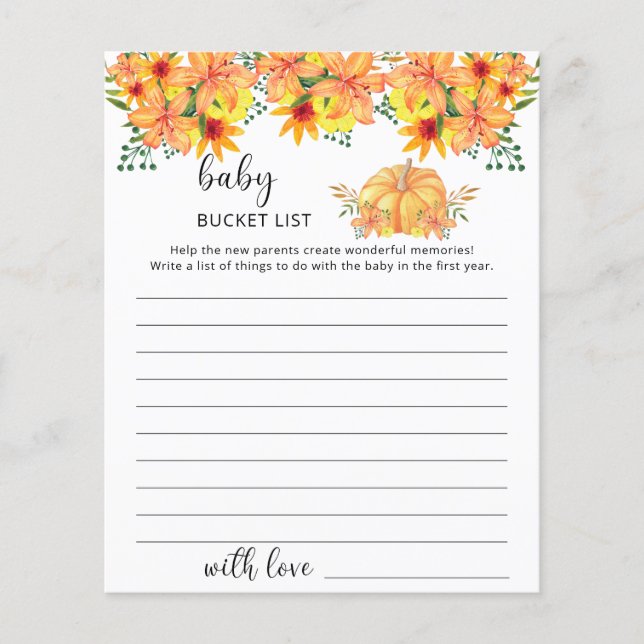 Fall pumpkin floral baby bucket list (Front)