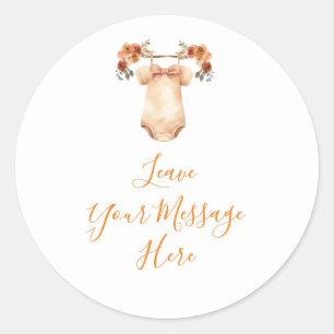Fall Pumpkin Floral Baby Clothes Love Your Message Classic Round Sticker