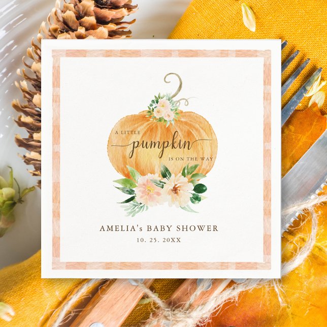 Fall Pumpkin Floral Baby Girl Shower Napkin (Creator Uploaded)