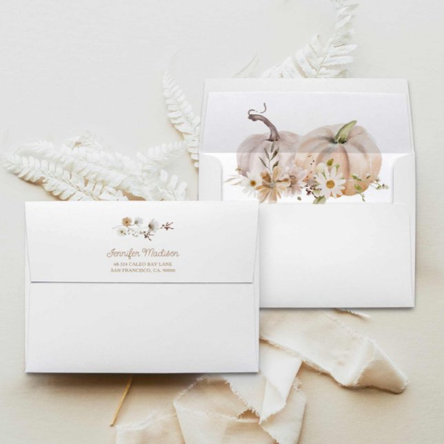 Fall Pumpkin Floral Baby Shower Envelope (Fall Boho Pumpkin Baby Shower Envelope)