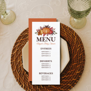 Fall Pumpkin Floral Baby Shower Menu