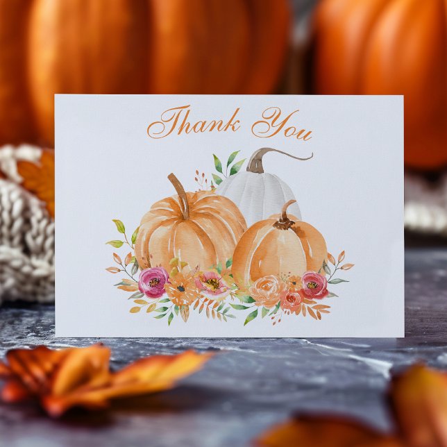Fall Pumpkin Floral Baby Shower Thank You Card (Creator Uploaded)