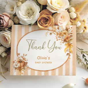 Fall Pumpkin Floral Baby Shower Thank You Card