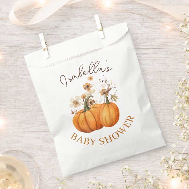 Fall Pumpkin Floral Baby Shower Thank You Favour Bags (Clipped)