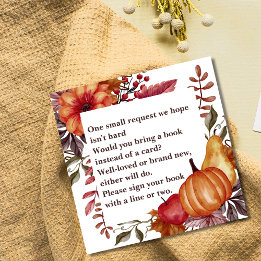 Fall Pumpkin Floral Books For Baby  Enclosure Card