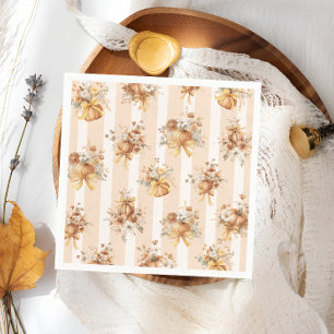 Fall Pumpkin Floral Bow Baby Shower  Napkins
