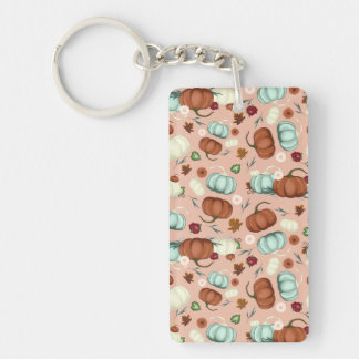 Fall Pumpkin Floral Key Ring