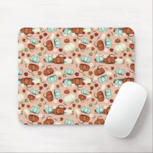 Fall Pumpkin Floral Mouse Pad