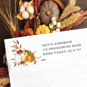 Fall Pumpkin Floral Return Address