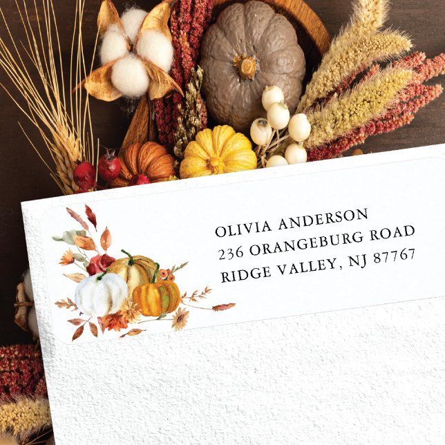 Fall Pumpkin Floral Return Address (Creator Uploaded)