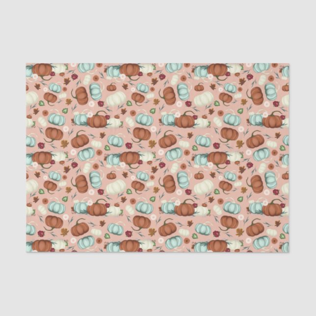 Fall Pumpkin Floral Tissue Paper (Front)