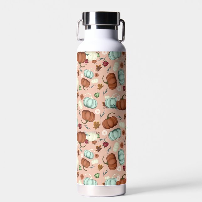 Fall Pumpkin Floral Water Bottle (Front)