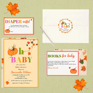 Fall Pumpkin Flowers Baby Shower Invitation