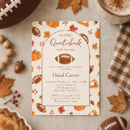Fall Pumpkin Football Boy Quarterback Baby Shower Invitation