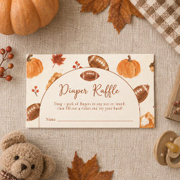 Fall Pumpkin Football Quarterback Diaper Raffle Card