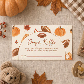 Fall Pumpkin Football Quarterback Diaper Raffle Card