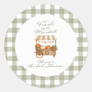 Fall Pumpkin Fresh off the Market Bridal Shower Classic Round Sticker